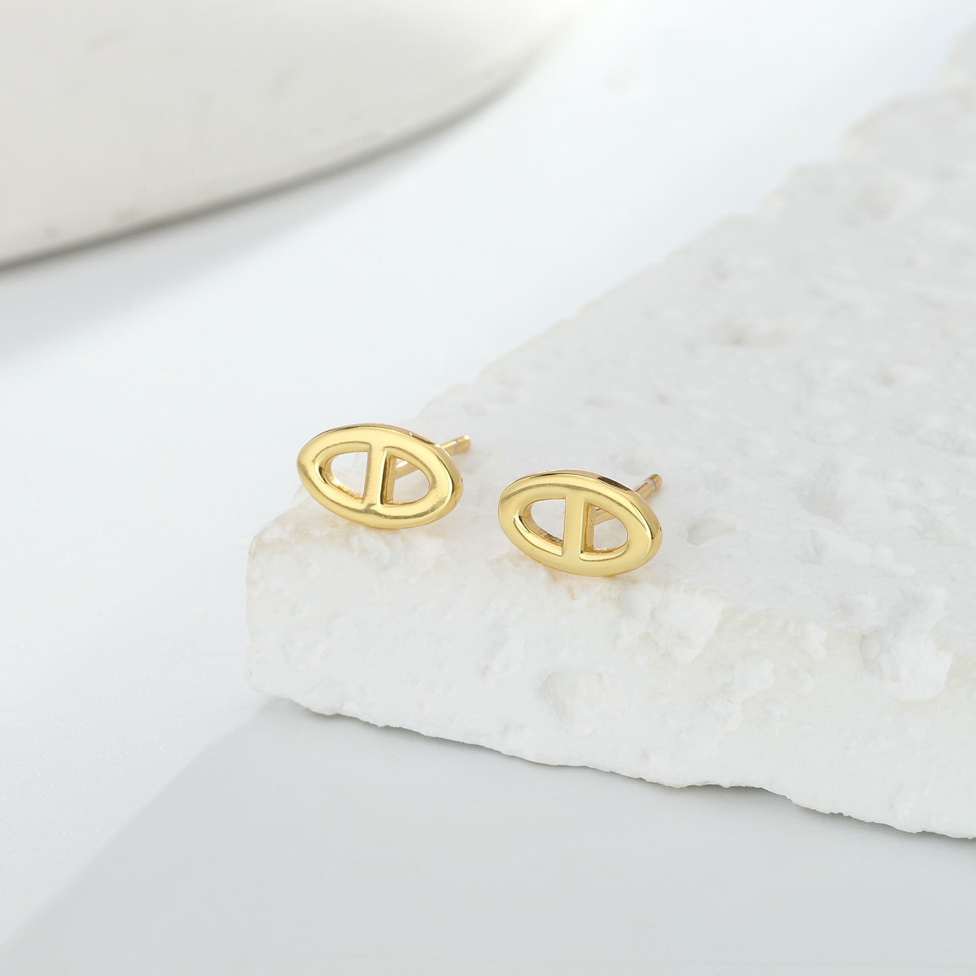 欧美性冷淡风小众简约猪鼻子925纯银耳钉女镂空日字ins风耳环网红详情28