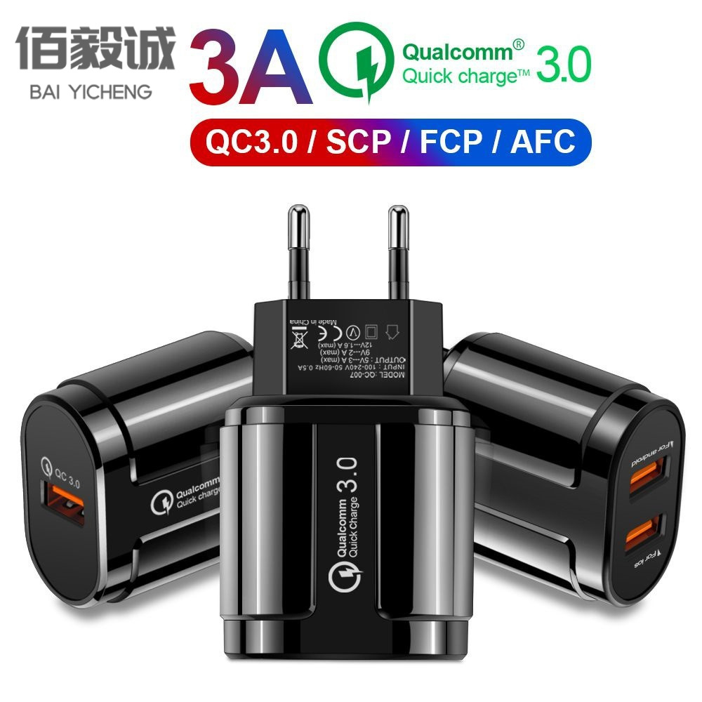 qc3.0 charger usb fast charging head European standard 18W charger cross-border hot dual U fast charging charger