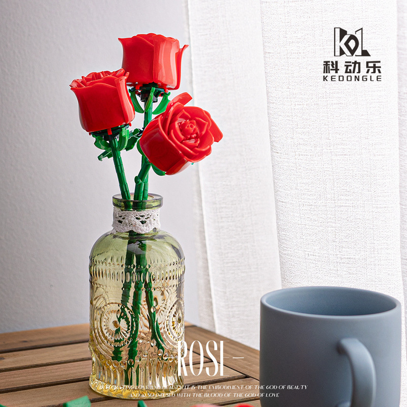 Compatible with Lego Micro-Particle Immortal Flower Valentine's Day Teacher's Day Rose Building Block Flower Educational Assembly Building Block Toys Compatible with Lego Micro-Particle Immortal Flower Valentine's Day Teacher's Day Rose Building Block Flower Educational Assembly Building Block Toys