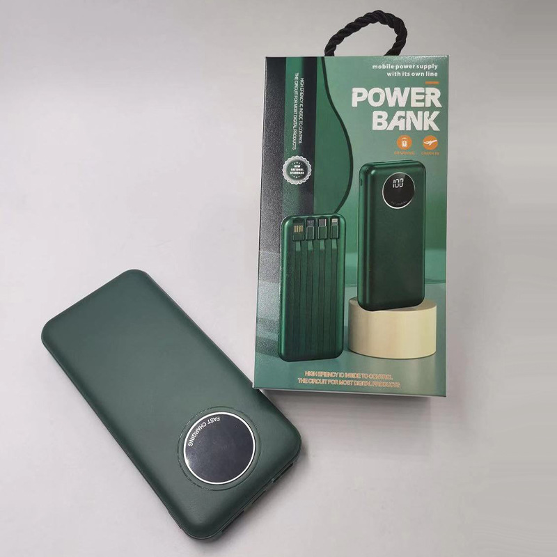 Fuente de alimentación portátil con nuevo tipo de 20000 mAh pequeño paquete de carga portátil con su propio paquete de carga de cuatro líneas