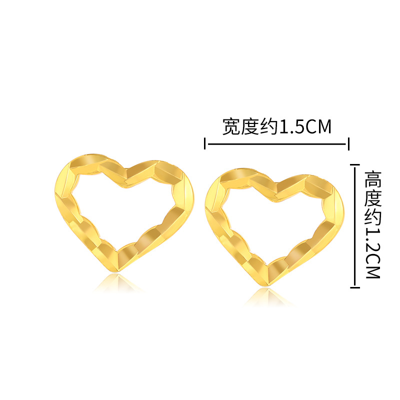 Xu Ping Jewelry Pendientes dorados en forma de corazón Pendientes de amor pequeño de temperamento de alta gama Pendientes de nicho de moda japonesa y coreana Mujeres