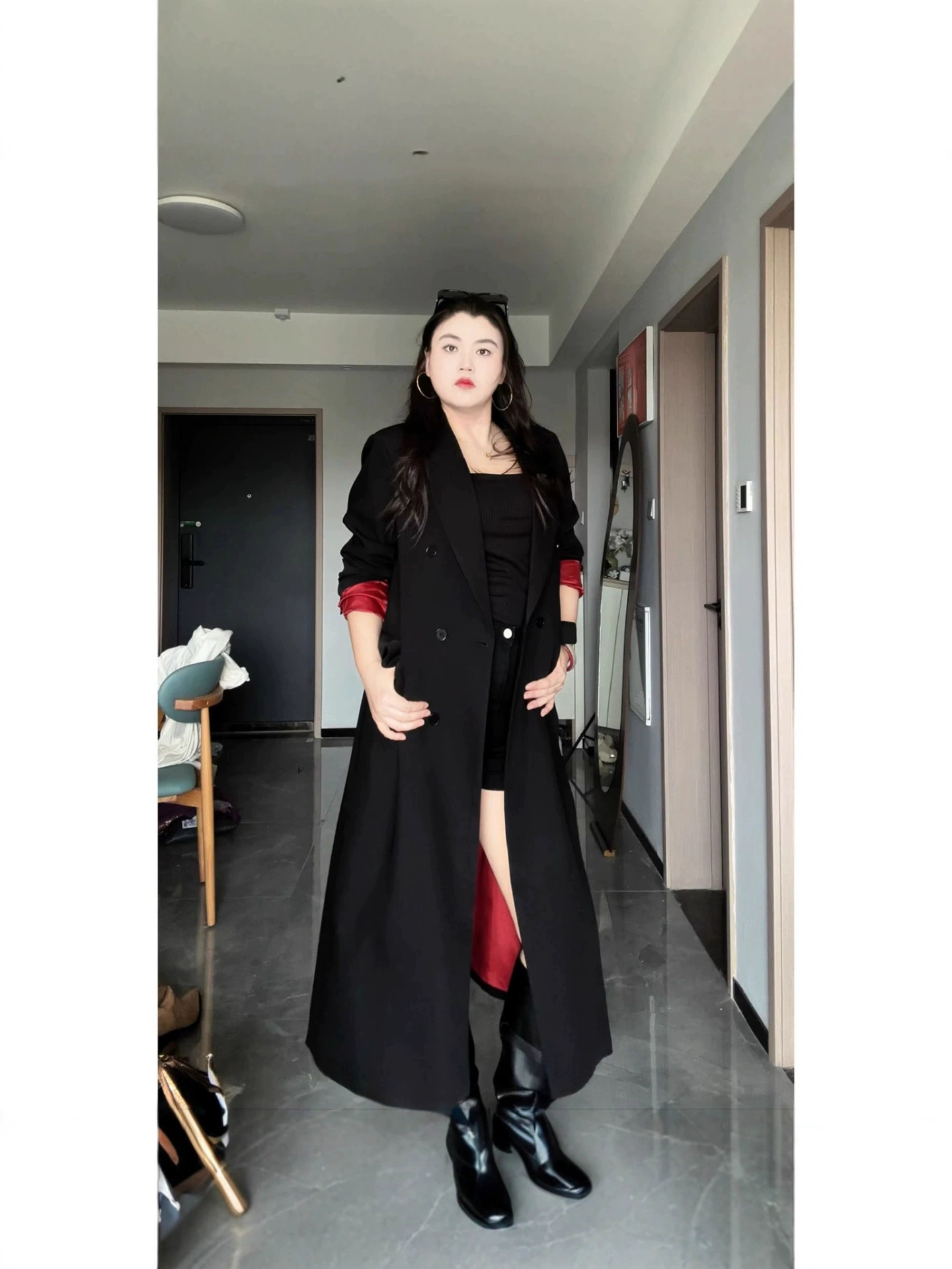 Winter long suit, trench coat, plus size, British style