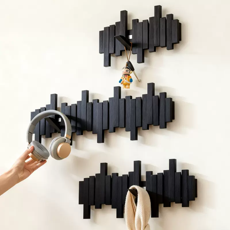钢琴键挂衣架墙上壁挂进门玄关挂钩入户门衣服木质创意门后衣帽架