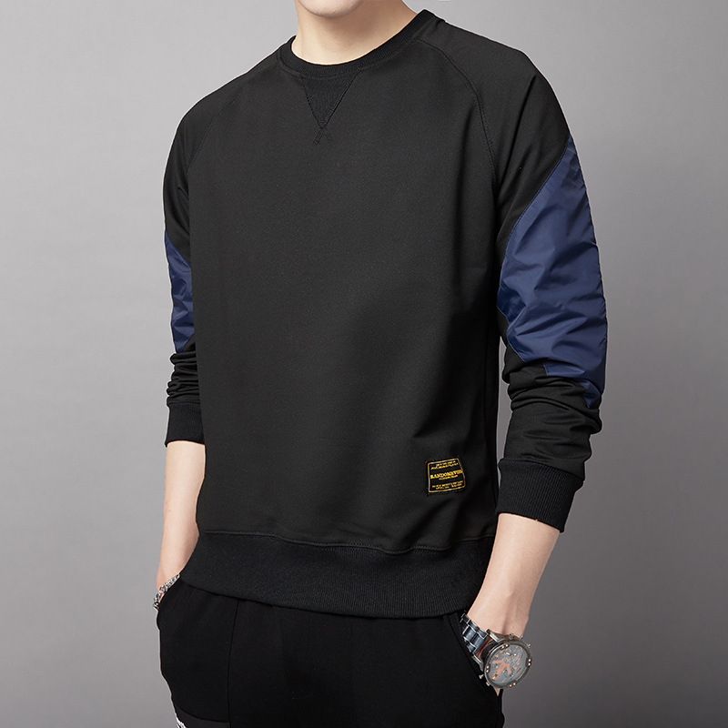 Crewneck Men's Sweater Autumn and Winter fleece-lined Thickened Business Casual Dad Men's Outer Wear All-match Long Sleeve Base Shirt