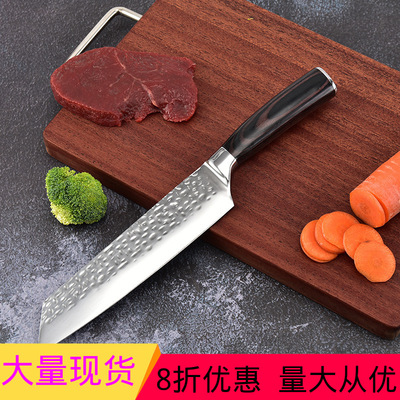 现货直销锤纹菜刀 家用不锈钢切片刀锻打菜刀切肉刀厨房刀具阳江|ru