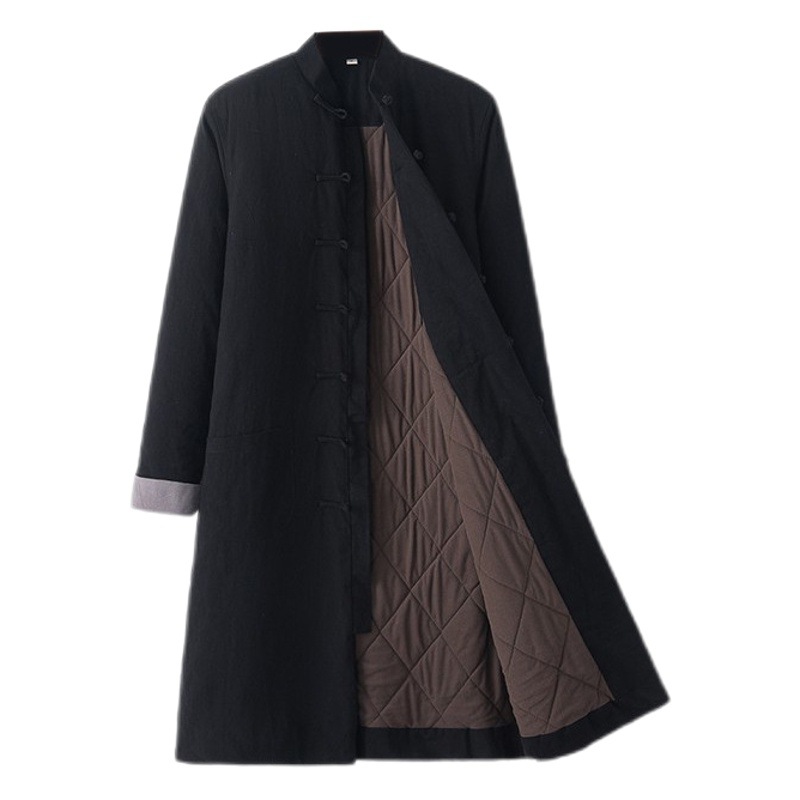 Estilo chino Tang traje largo de algodón acolchado chaqueta de invierno espesado cálido rompevientos abrigo juvenil bata Ju Shifu ropa de estilo Chino