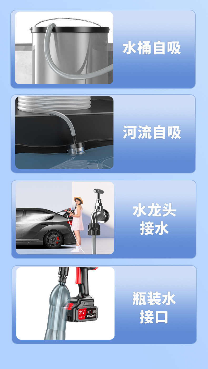 Customized Lithium Battery Car Wash Machine, Wireless Car Wash Machine, Household Rechargeable Cleaning Tool, High-Pressure Car Cleaning Device