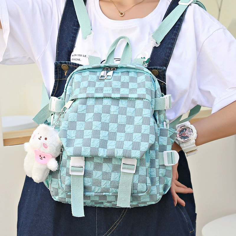 Fresh cute backpack, handheld one-shoulder bag to go out, decorative stitching