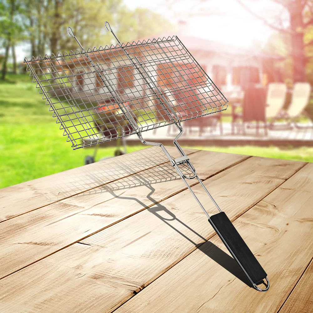 多功能烧烤用具烤肉夹烤鱼网烤菜夹子烧烤夹板网不锈钢烤鱼夹多用