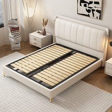 皮艺床简约意式轻奢真皮床1.5米北欧双人床现代主卧床