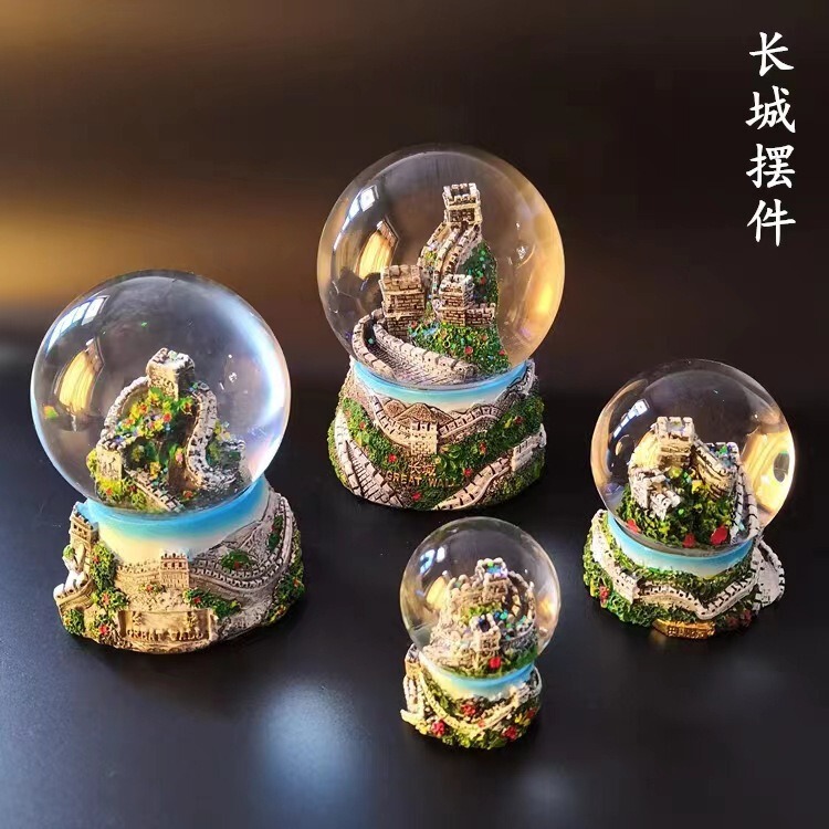 Cross-Border New Product Living Room Wine Cabinet Glass Miniature Scene Ornament Room Decoration Great Wall Crystal Ball Creative Design Cross-Border New Product Living Room Wine Cabinet Glass Miniature Scene Ornament Room Decoration Great Wall Crystal Ball Creative Design