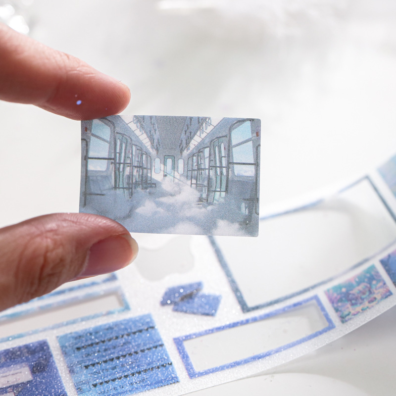 Papel Sr. un solo rollo de cinta de arena flash serie de pista de núcleo de sueño coreano ins ventilador de mano DiDi material cinta adhesiva