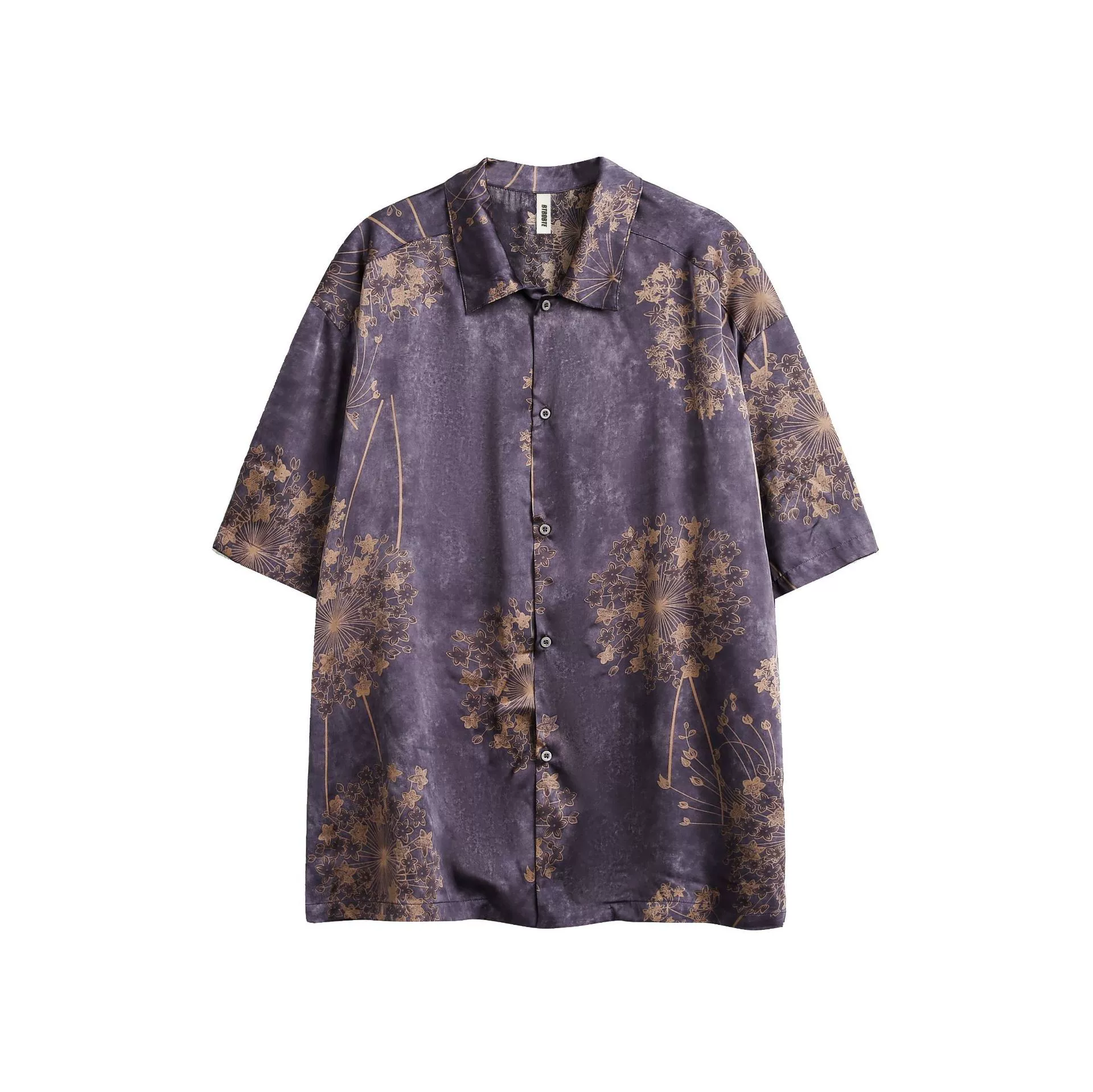 Фиолетовая летняя рубашка с коротким рукавом oversize