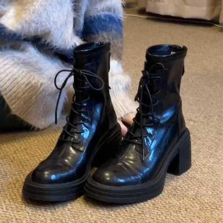 Thick-Soled Genuine Leather Boots for Women 2025 New Autumn and Winter Inner Heightening Retro British Short Boots for Small People