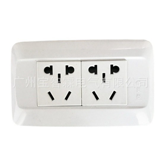 广州厂家供应118型新国标五孔墙面插座 两位墙壁插座