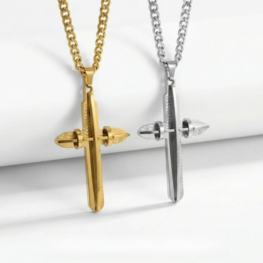 Collier pendentif croix losange long style rétro minimaliste_voghion.com