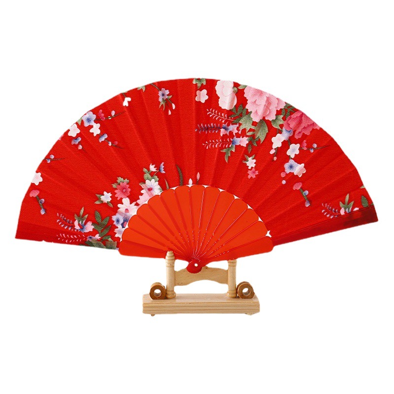 Plástico de seda plana plegable ventilador de baile estilo chino Amazon popular de 7 pulgadas abrir y cerrar sin problemas image 1