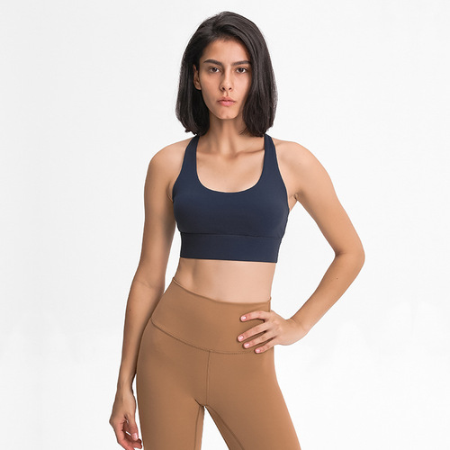 Dropshipping new style cross back beautiful yoga bra sexy sports bra no rims running fitness bra