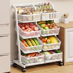 Small Cart Snack Storage Rack Household Kitchen Floor Multi-layer Mobile Storage Shelf Bathroom Multifunctional Storage Rack