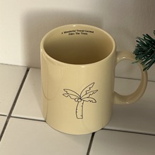原创插画手绘椰子树可爱奶黄色ins简约小清新马克杯陶瓷杯韩创意