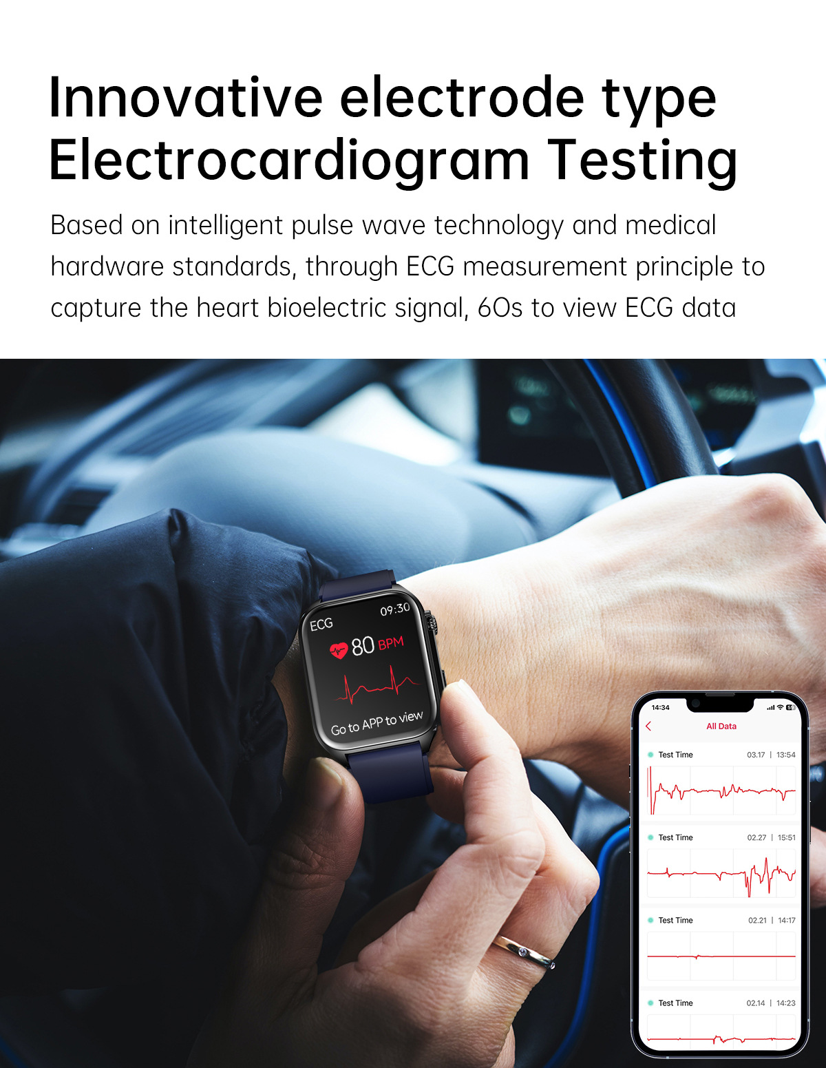 TK12 smartwatch: Blood sugar, Bluetooth call, heart rate, blood oxygen, blood pressure, electrocardiogram detection, step-counting fitness band undefined