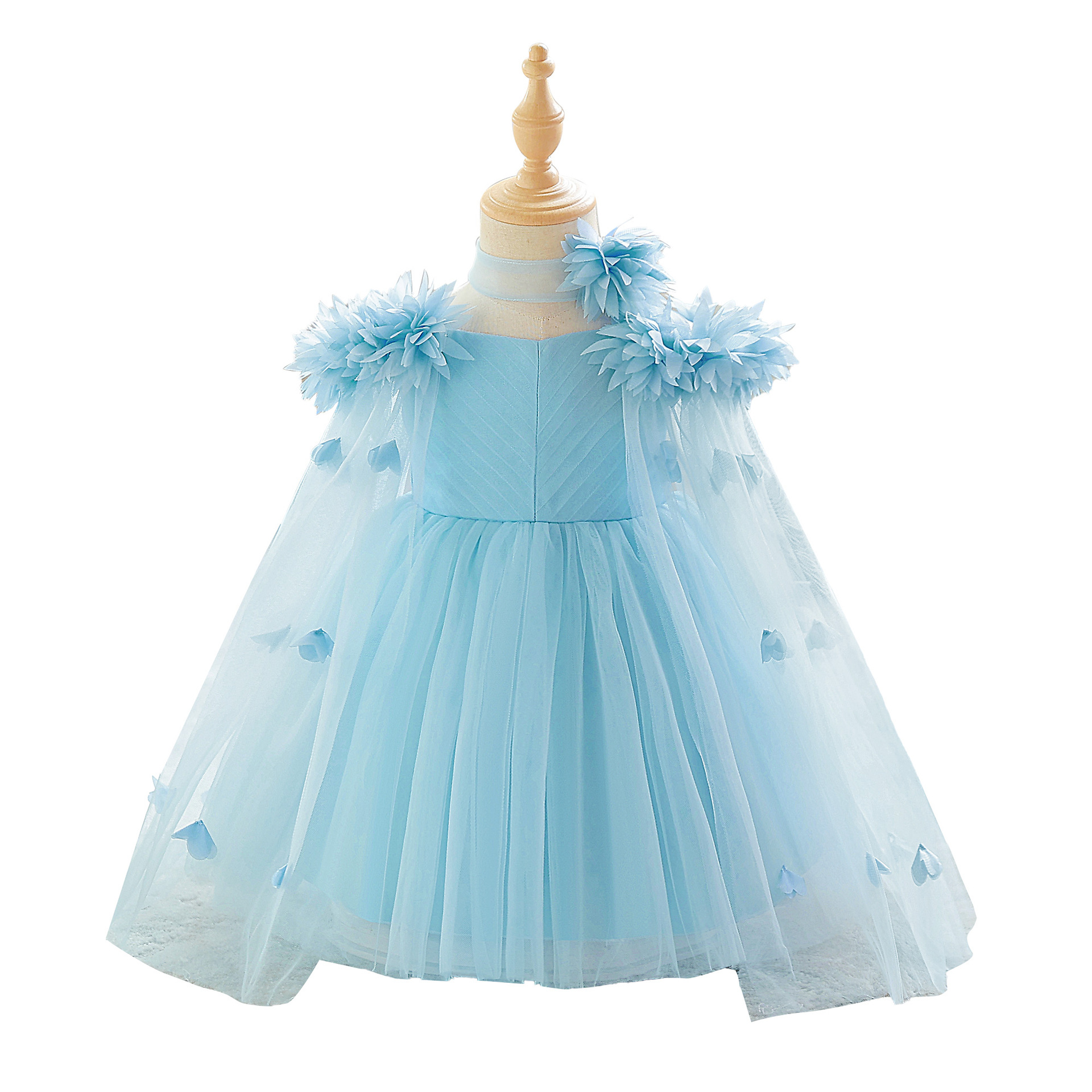 Vestido para niños, vestido de princesa, falda de tutú de malla, vestido de fiesta de niña de flores de tela forjada, vestido de lavado de un año para bebés