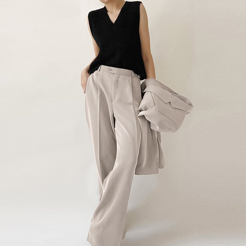 commuter wide leg loose drape solid color suit pants NSSQS124302