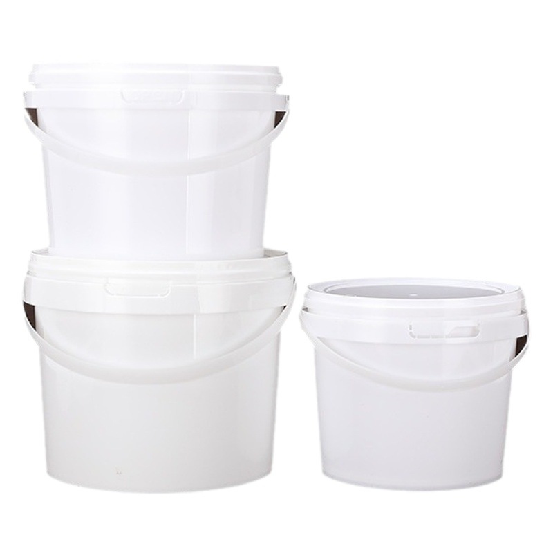 White Transparent Small Plastic Barrel Jellyfish Barrel Sealed Thickeneded with Lid Handle 2.5kg White Portable Storage Packaging Barrel