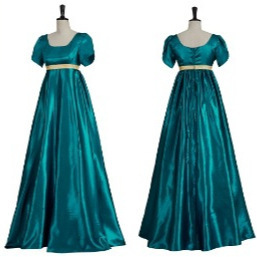 19Th Century Satin Retro Dress Victorian Ball Gown Empire Waist Dress Regency Dress Co