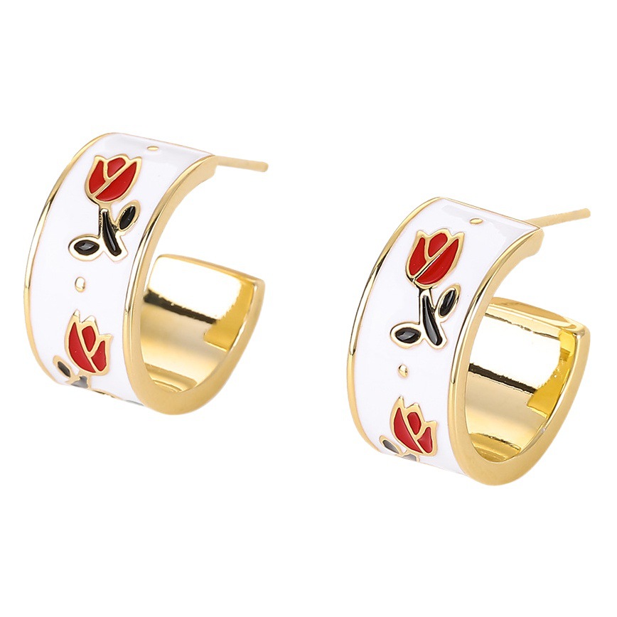 Mosquito bobina clip de oído de las mujeres retro aceite goteo tulipán semicírculo 2023 nuevos pendientes de moda al por mayor