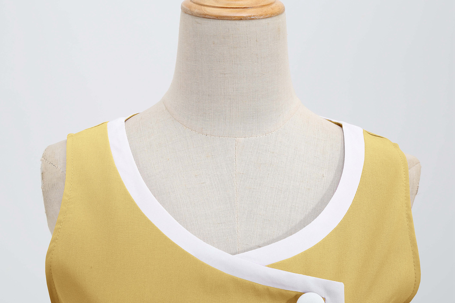  Femmes Hepburn rétro blanc rayure couture fausse simple boutonnage décoratif couleur unie grande jupe_voghion.com