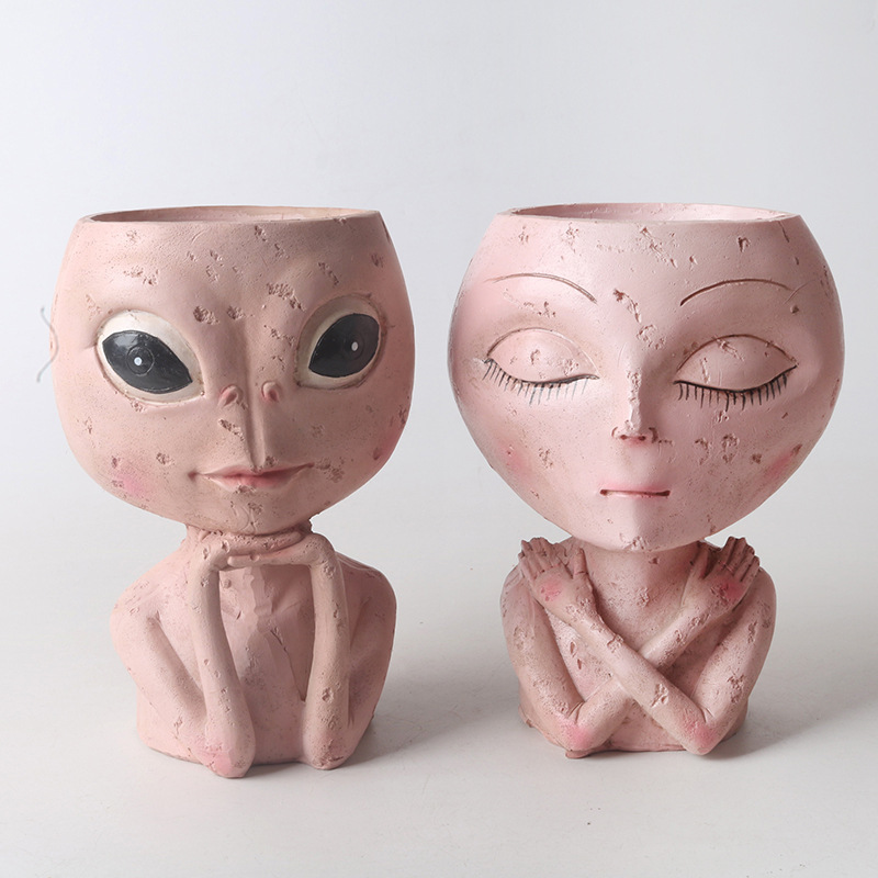 Imitation character succulent plant flowerpot creative resin Alien Flower home decoration resin face crafts