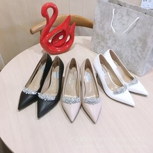 外贸仙女风尖头高跟鞋百搭尖头水钻女jc潮流简约舒适气质高跟鞋女