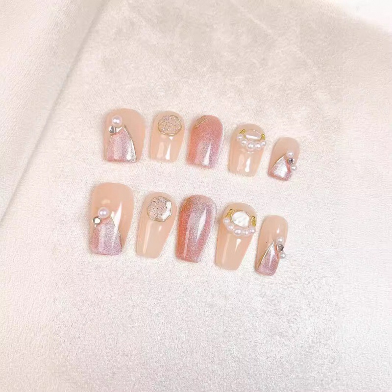 Aurora Pink Mermaid Fairy Fishtail Wearable Nail Three-dimensional Nail Patch Nail Whitening Dream Little Red Book Same Style