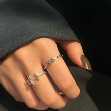 韓版極簡風素銀幾何形戒指簡約學生情侶款尾指指環潮人女生飾品