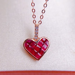 18K Gold Natural Pigeon Blood Ruby Necklace Au750 Empty Color Treasure Pendant Main Stone about 1 Carat Jewelry