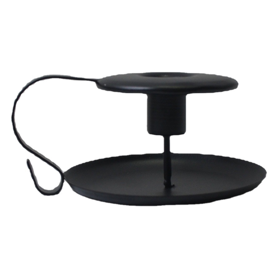 Retro estilo Europeo de mano Candelabro de la boda decoración taza de té titular de la vela de hierro negro candelabro artesanías fábrica al por mayor