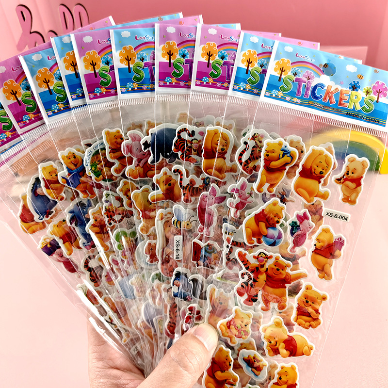 Pegatinas de burbujas de dibujos animados para niños Sanrio Kapibala Ice Animal Dinosaur Cars 3D Pegatinas estéreo