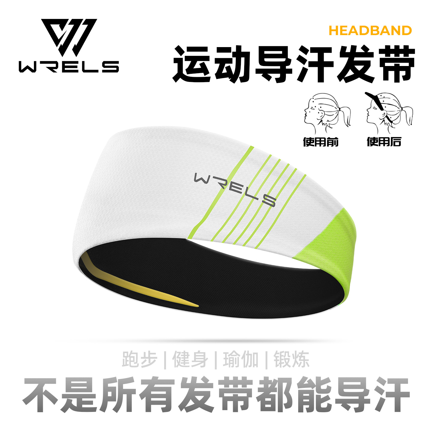 Wrels Sports Sweat-Wicking Headband for Women, Fitness Yoga Silicone Hairband, Men's Basketball Running Sweat-Absorbing Headscarf