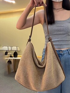 Straw woven beach one-shoulder bag, handheld shoulder bag, beach style