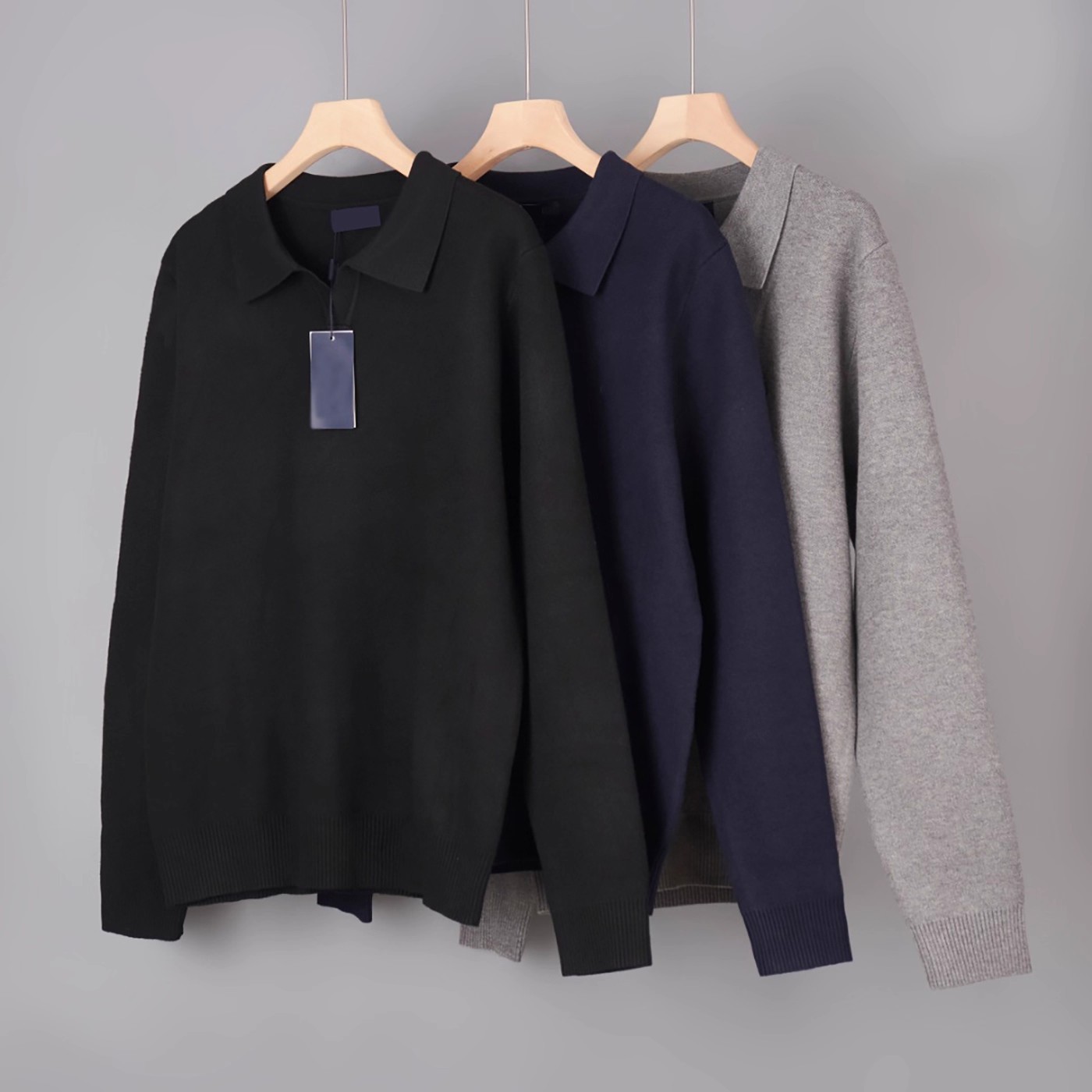 2025 Men's Embroidered Lapel Long Sleeve Sweater