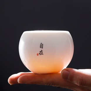 Sheep fat jade white porcelain tea cup ceramic tea cup tea set Japanese dragon egg cup kung fu single cup master cup large tea bowl