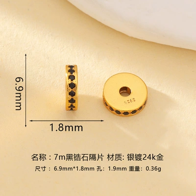Zərgərlik ara hissələri – Making DIY Silver Accessories - 7mm-black-zircon-spacer-beads
