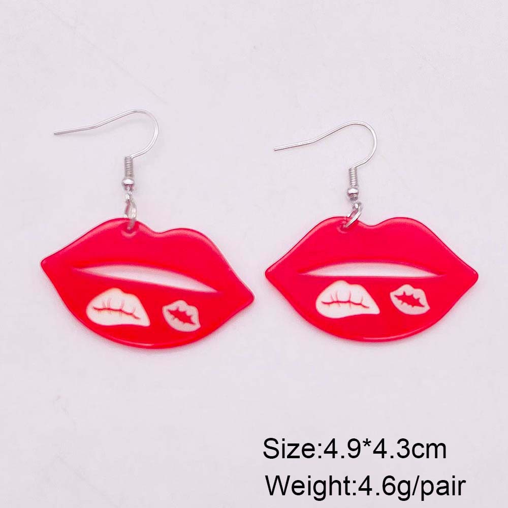 1 Pair Casual Lady Lips Heart Shape Arylic Drop Earrings display picture 3