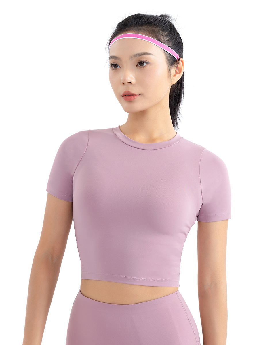 Nueva ropa de yoga para mujer para otoño e invierno, de manga corta, con sensación de desnudo, que deixa expuesto o ombligo, tops deportivos con espalda abierta, ajustados, de secado rápido, camisetas de fitness.