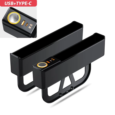 New Cross-Border Car Seat Gap Storage Box, Multi-Functional Super Fast Charging Car Storage Box, Car Accessories (Car storage bag/box) - black-usbtypecdigital-display-port-pair-26516645mm
