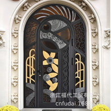 （wrought iron door)上海豪宅入户门一件定制锻打手工对开别墅门