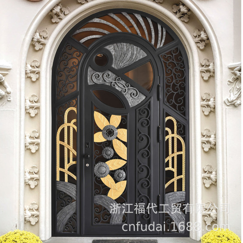 (wrought iron door) Shanghai luxury house entrance door a custom forged hand-made split villa door (wrought iron door) Shanghai luxury house entrance door a custom forged hand-made split villa door