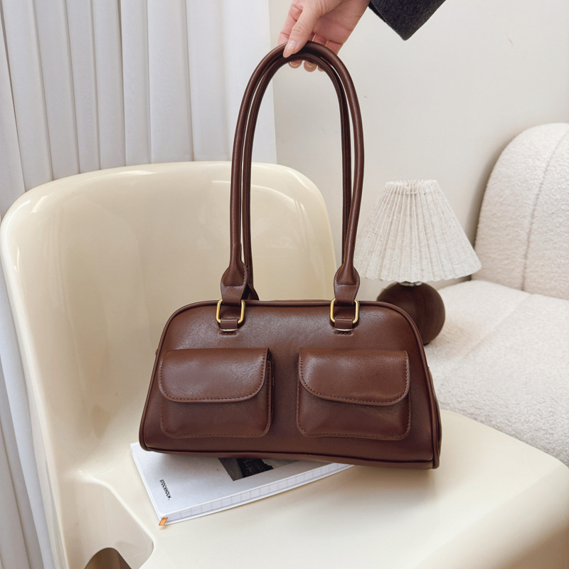 Women's Bowling Bag Autumn/Winter Retro Korean Style Heo Yoon-Jin Same Style High-End Niche Design Underarm Shoulder Bag - Thumbnail 8