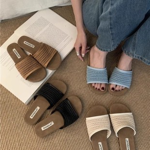 Hollow Retro Slippers 2025 Summer Versatile Open-Toe Outer Wear Girls Flat Sandals